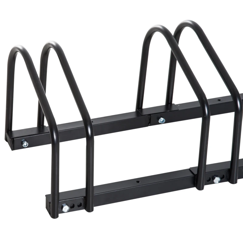 HOMCOM 5-Bike Bicycle Floor Parking Rack Cycling Storage Stand Ground Mount Garage Organizer for Indoor and Outdoor Use Black
