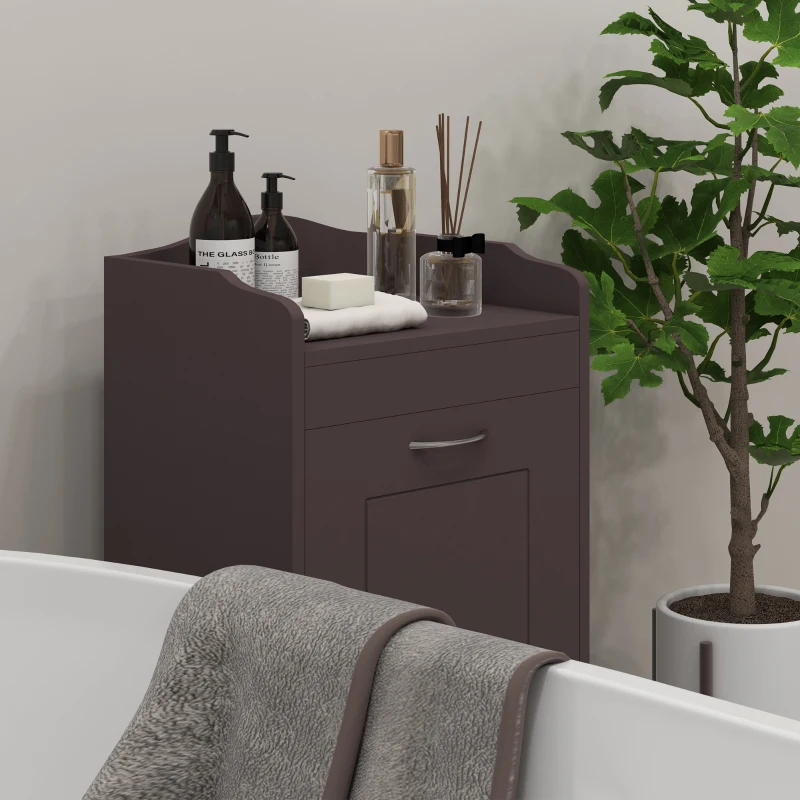 HOMCOM Tilt-out Laundry Storage Cabinet with Tabletop and Compartment Hamper, Coffee