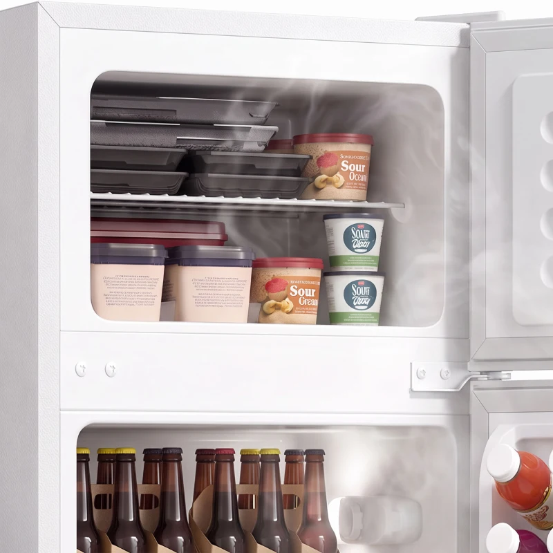 HOMCOM 7.7 Cu. Ft. Mini Fridge with Freezer, Compact Refrigerator with Adjustable Thermostat, Reversible Door, White