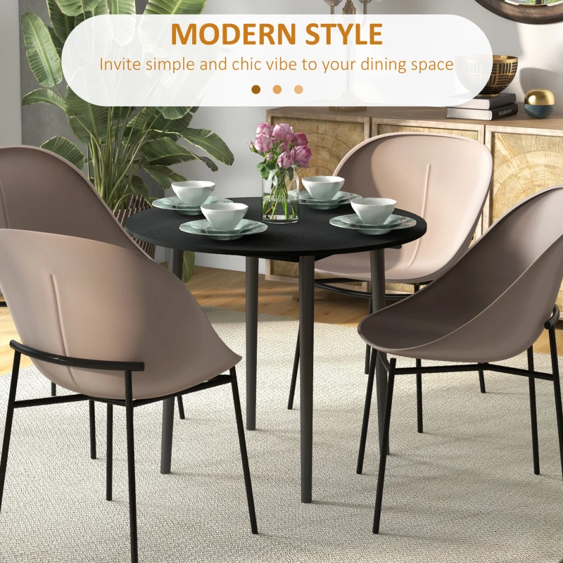 HOMCOM Folding Dining Table, Round Drop Leaf Kitchen Table for Small Spaces with Wood Legs, Distressed Black