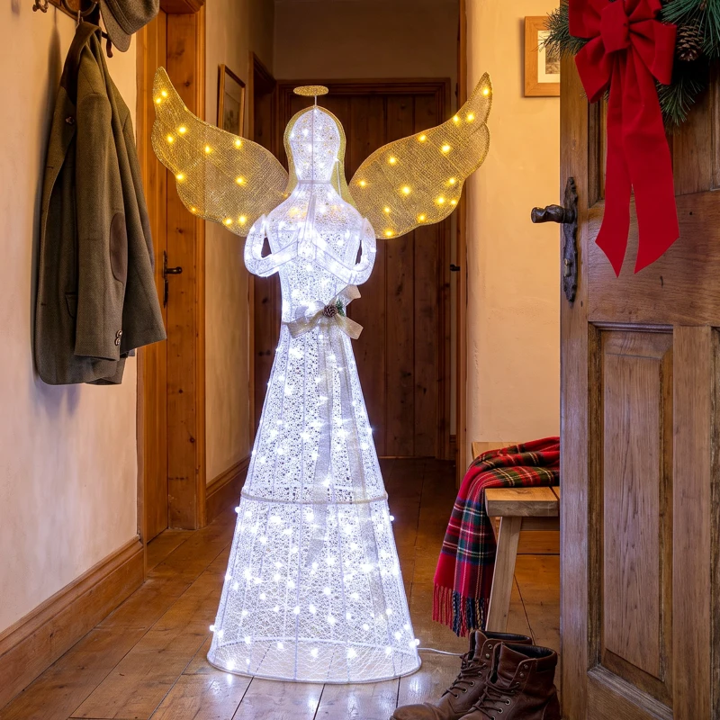 Outsunny 5ft Lighted Christmas Praying Angel Decoration with 180 LED Lights, 8 Modes, Daily Timer, for Sheltered Patio, Yard