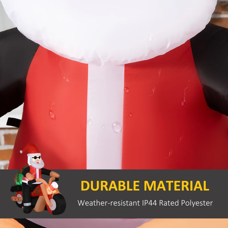 HOMCOM 5.5' H Christmas Holiday Yard Inflatable Outdoor, Light Up LED Decoration, Santa Claus Riding a Motorcycle