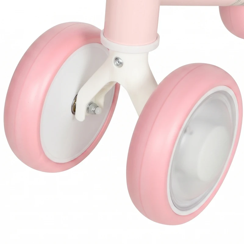 Qaba Baby Balance Bike for 12-24 Months Boys and Girls, Toddler Balance Bike with 4 Flashing Silent Wheels, Pink
