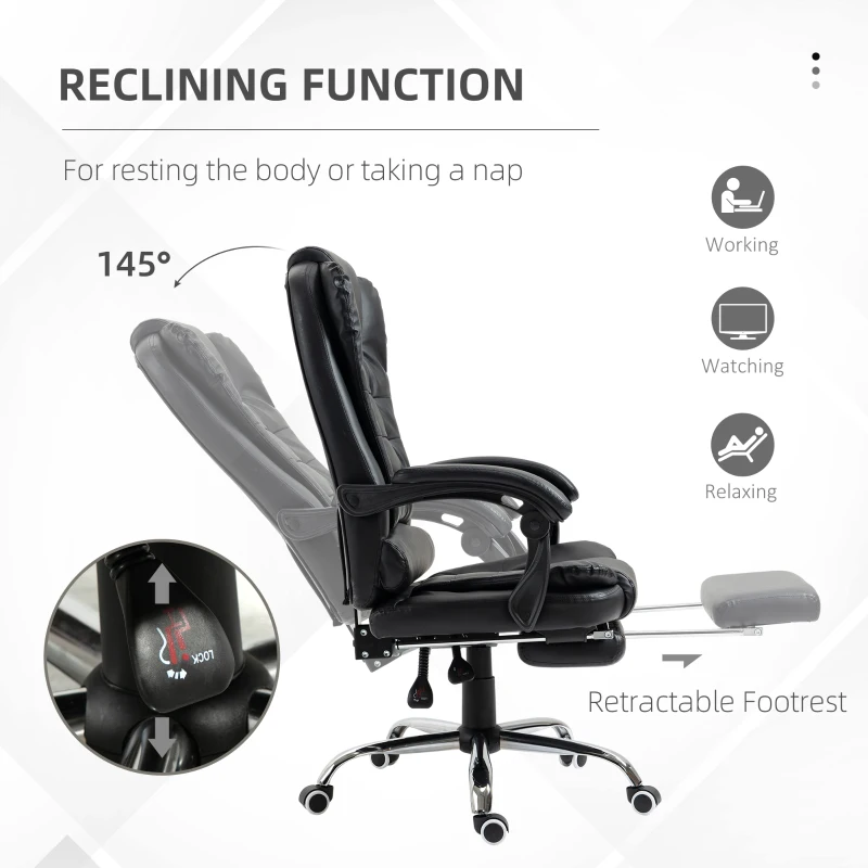 HOMCOM High Back Computer Office Chair with Footrest, Black