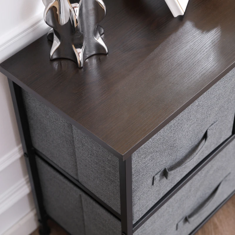 HOMCOM Linen Drawer Cabinet Organizer Storage Dresser Tower with 5 Removable Drawer Metal Frame Adjustable Feet for Living Room, Kitchen, Bathroom, Dark Grey
