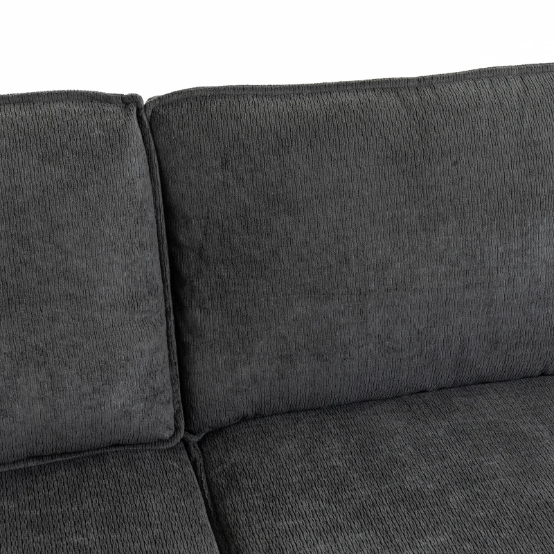 HOMCOM Sectional Sofa Bed, Double Pullout Sleeper Sofa Couch, Chenille Fabric, Dark Grey