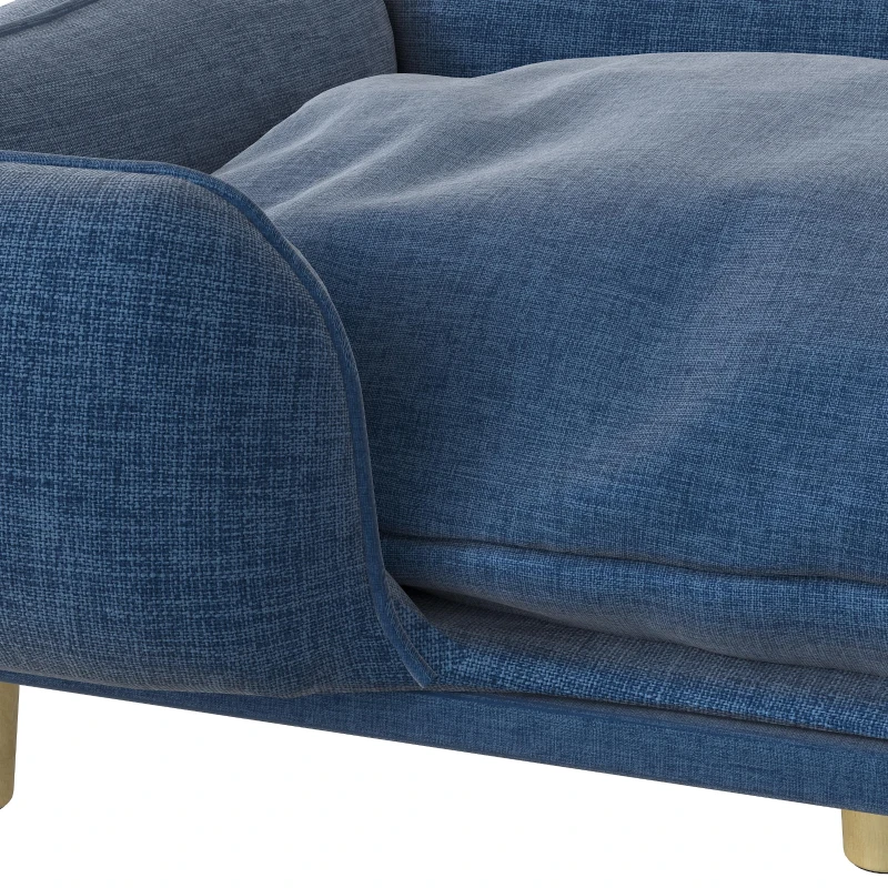 PawHut Washable Dog Sofa for Large Dogs, Elevated Pet Couch with Anti-slip Foot Pads, Dark Blue