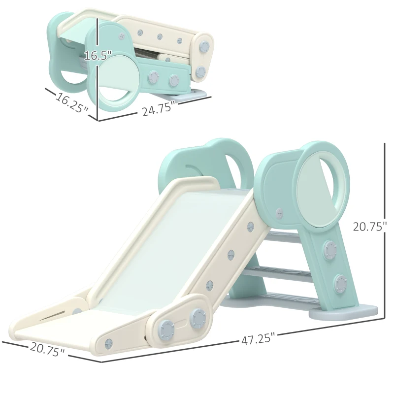 Qaba Toddler Slide, Indoor Foldable Kids Slide for 1.5-3 Years Old, Green