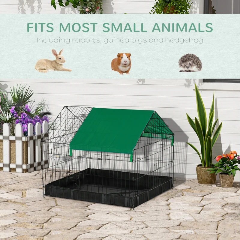 PawHut Metal Outdoor Small Animal Cage for Rabbits and Cats, Black