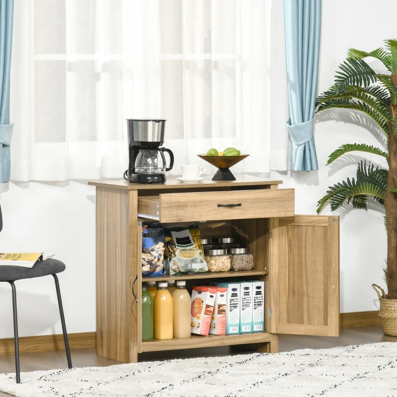 HOMCOM Farmhouse Sideboard Buffet Cabinet, Storage Cabinet with Barn Doors, Distressed Brown