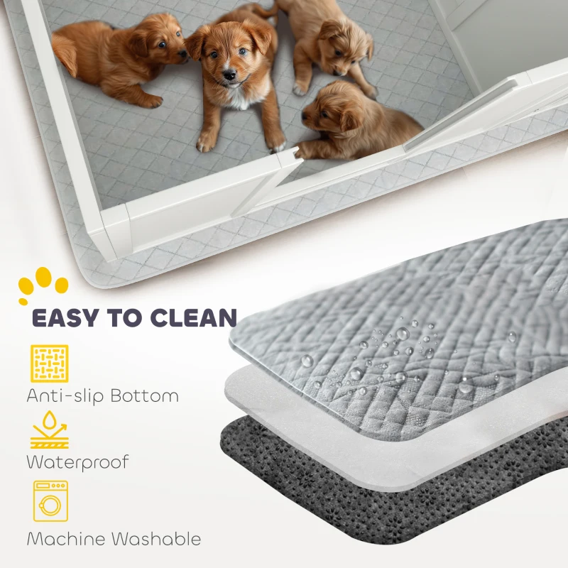 PawHut Whelping Box for Dogs with Whelping Pad, Adjustable Entrance, Non-slip Foot Pads, for Small Dogs, White