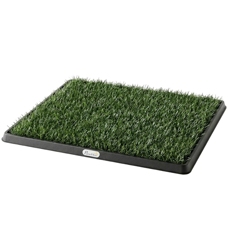 PawHut Dog Grass Pad with Tray, Artificial Grass Pet Training Toilet with Drainage Grid, 2 Grass Mats