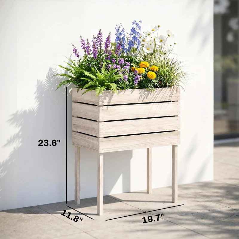 Outsunny 4PCS Wooden Raised Garden Beds Kits Elevated Planter for Outdoor Plants Flowers Vegetables, Raised Garden Boxes