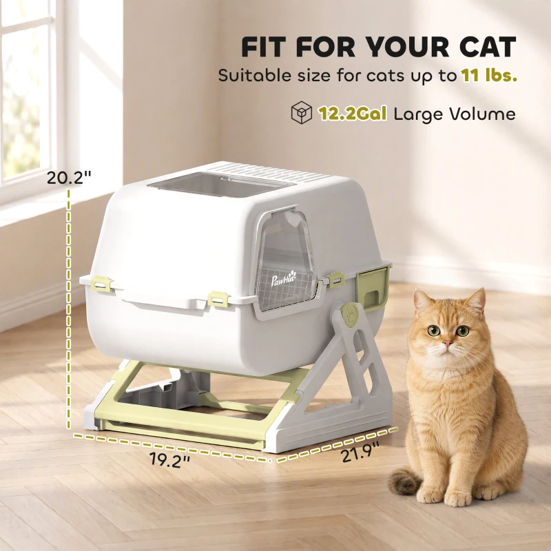 PawHut Cat Litter Box with Lid, Enclosed Cat Litter Box with Deodorization Bag & Drawer Pan, High Sides & Flip-to-Clean