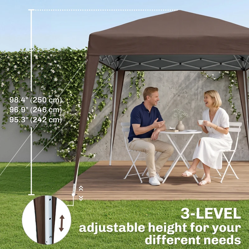 Outsunny 8' x 8' Pop Up Canopy, Outdoor Folding Tent, Portable Party Tent with Carrying Bag for Camping, Party, Picnic, Coffee