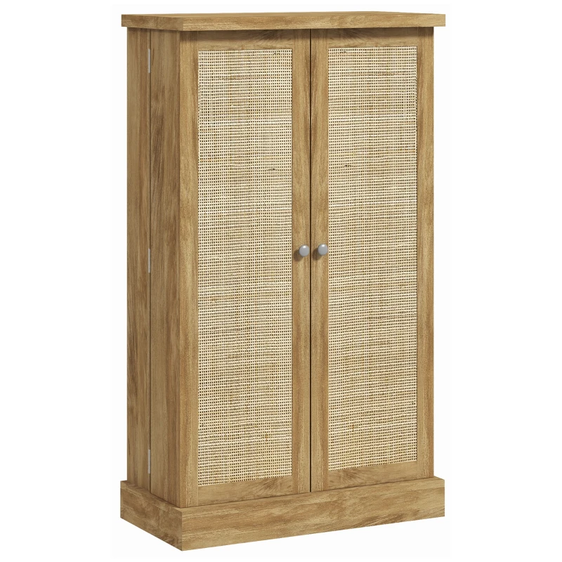 HOMCOM 41" Rattan Kitchen Storage Cabinet, Food Pantry Cabinet with 5-Tier Shelf 12 Spice Racks Adjustable Shelves Natural