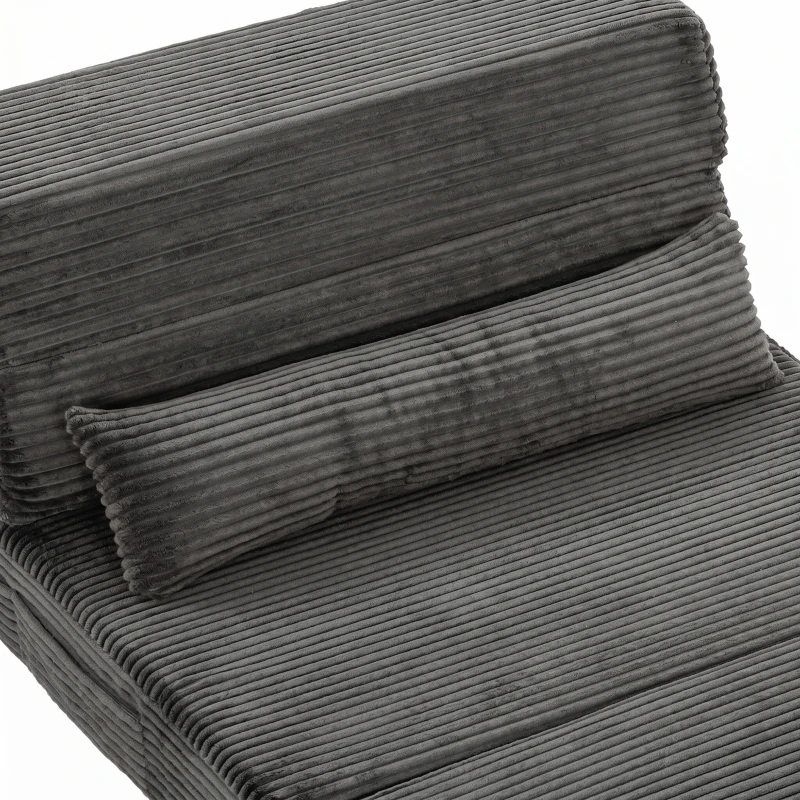 HOMCOM Floor Chair with Back Support Four-Fold Floor Gaming Chair Side Pockets Pillow Floor Seat Sofa Bed, Dark Grey