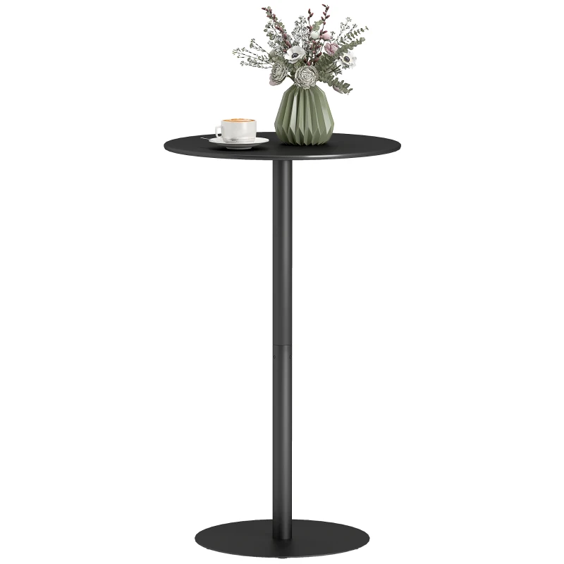 HOMCOM Round Bar Table for 2, Modern Pub Table with Steel Frame, Easy Assembly for Small Space Home Bar Cocktail Bistro, Black