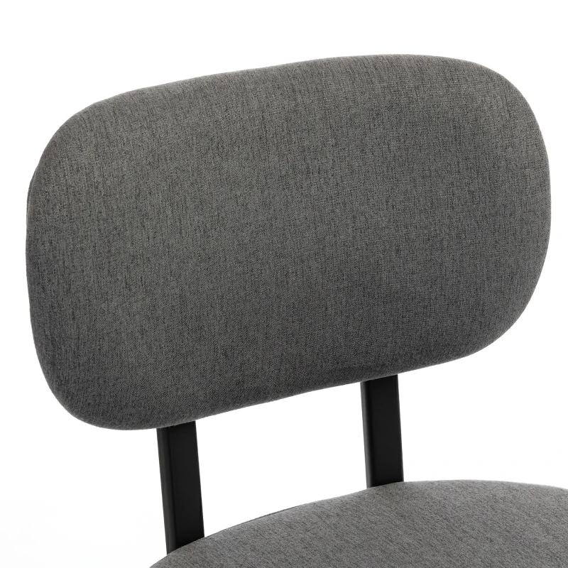HOMCOM Upholstered Linen Fabric Kitchen Chairs, Modern Dining Chairs Set of 2 with Metal Legs, Grey