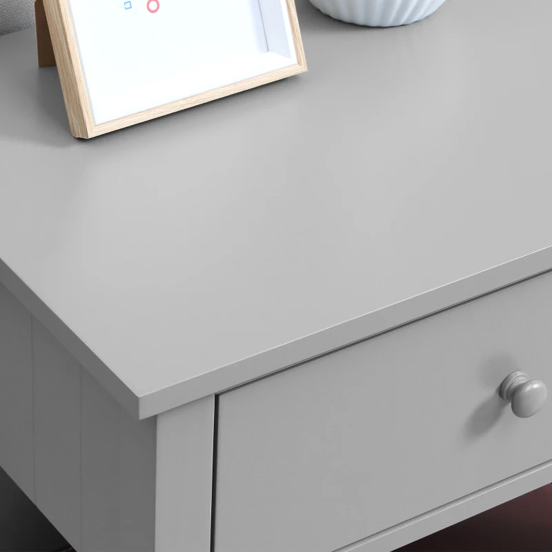 HOMCOM Modern Side Table for Living Room, End Table, 2-tier Side Table with Drawer and Storage Shelf, Gray