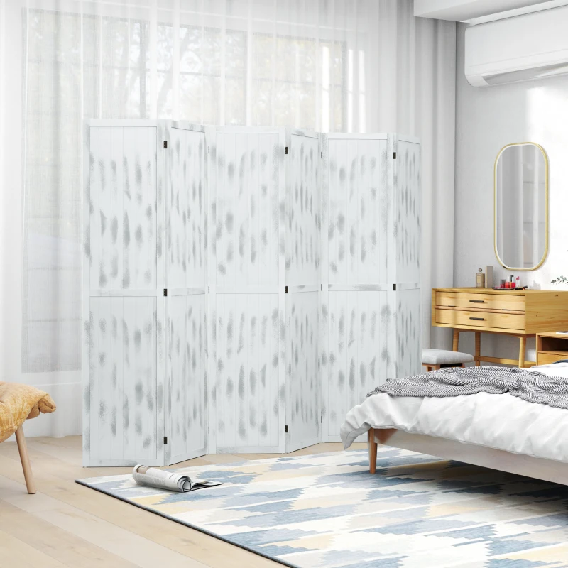 HOMCOM Screen Divider Room Divider Screen with Foldable Design for Indoor Bedroom Office 5.5' Rustic White