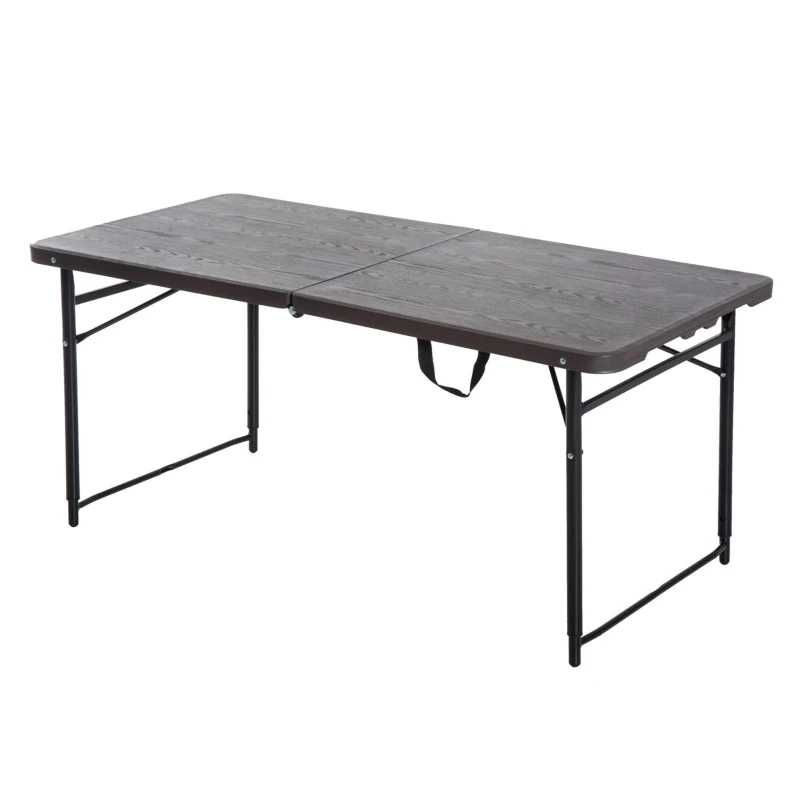 Outsunny 4ft Outdoor Folding Camping Table Height Adjustable Garden Backyards BBQ Party Picnic Table Coffee