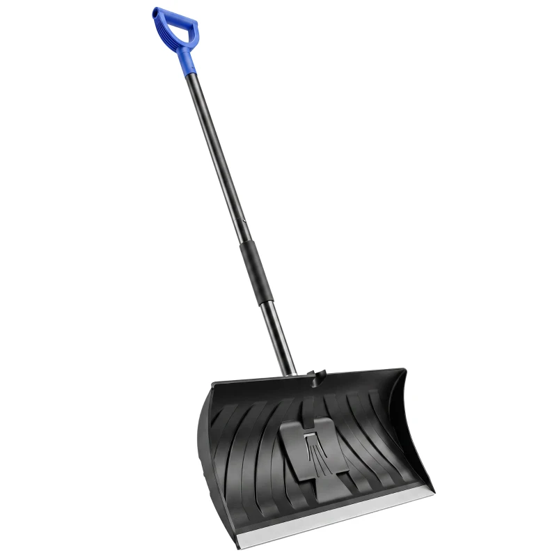 Outsunny 2-in-1 Snow Shovel and Ice Scraper, 22" Heavy Duty Snow Pusher with Metal Wear Strip, Ergonomic Handle for Driveway