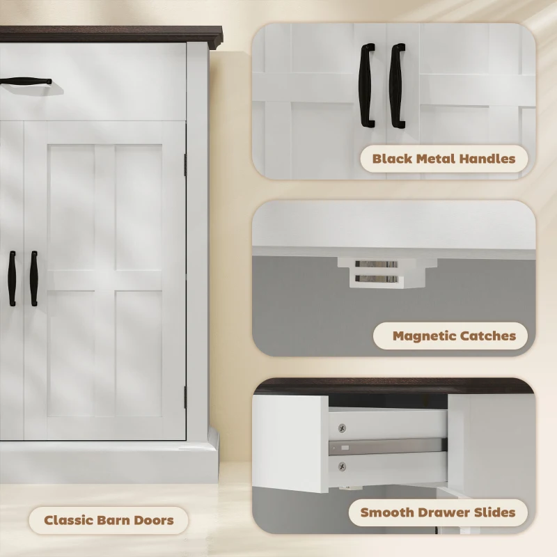 HOMCOM Sideboard Buffet, Modern Storage Cabinet with 2 Doors and Adjustable Shelf, White