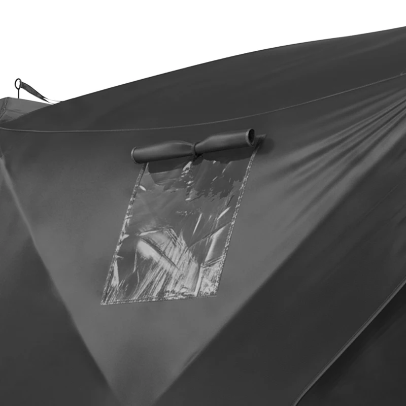 Outsunny 4 Person Pop-Up Ice Fishing Tent, Portable Ice Fishing Shelter With 4 Detachable Windows, Black