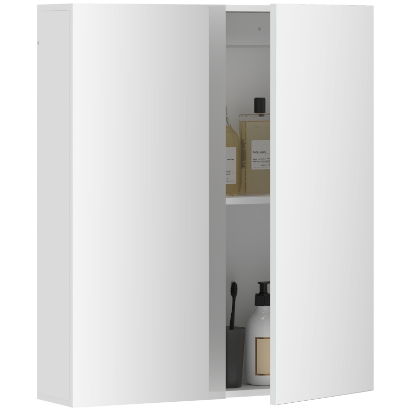 kleankin Wall Mounted Bathroom Cabinet with Mirror, Bathroom Medicine Cabinet with 2 Doors, Adjustable Shelf Soft Close Mechanism