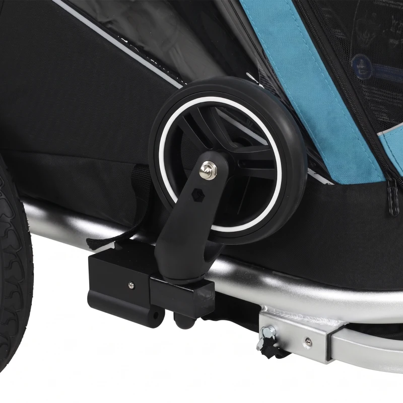 Qaba 3-in-1 Bike Trailer for Kids, Baby Stroller and Jogger, Foldable Child Bicycle Trailer with Reclining Seat, Blue