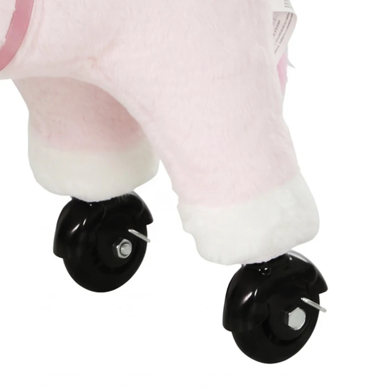 Qaba Unicorn Ride on Toy for Girls 2-5 Years, Ride On Unicorn with Wheels and Sounds for Active Play, Birthday Gift, Pink