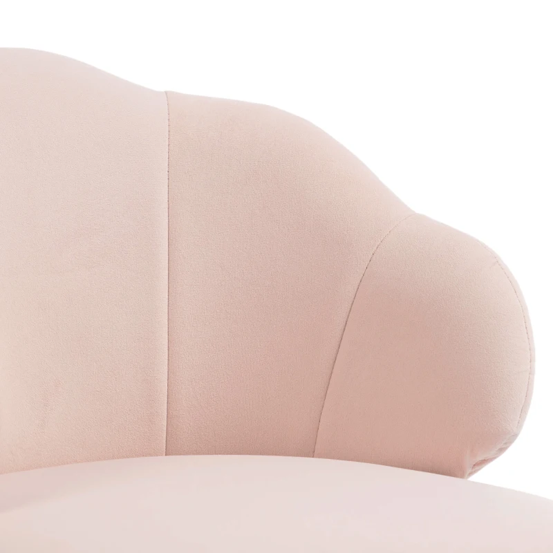 HOMCOM Task Desk Chair, Petal Office Chair with Swivel Wheels with Wide Seat, Velvet, Adjustable Height, Pink