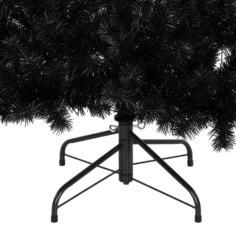 HOMCOM 6ft Pre-lit Black Christmas Tree, Artificial Halloween Tree with 680 Purple LED Lights, 680 Tips, Metal Stand, Black