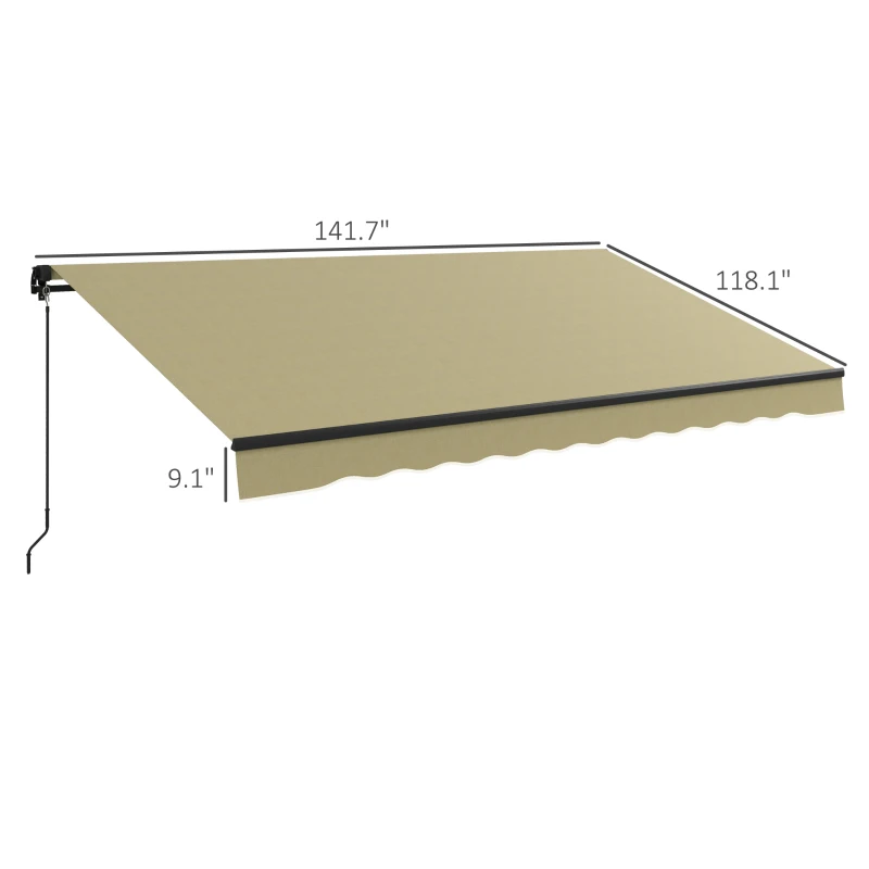 Outsunny 12' x 10' Retractable Awning, 280gsm UV Resistant Sunshade Shelter for Deck, Balcony, Yard, Beige