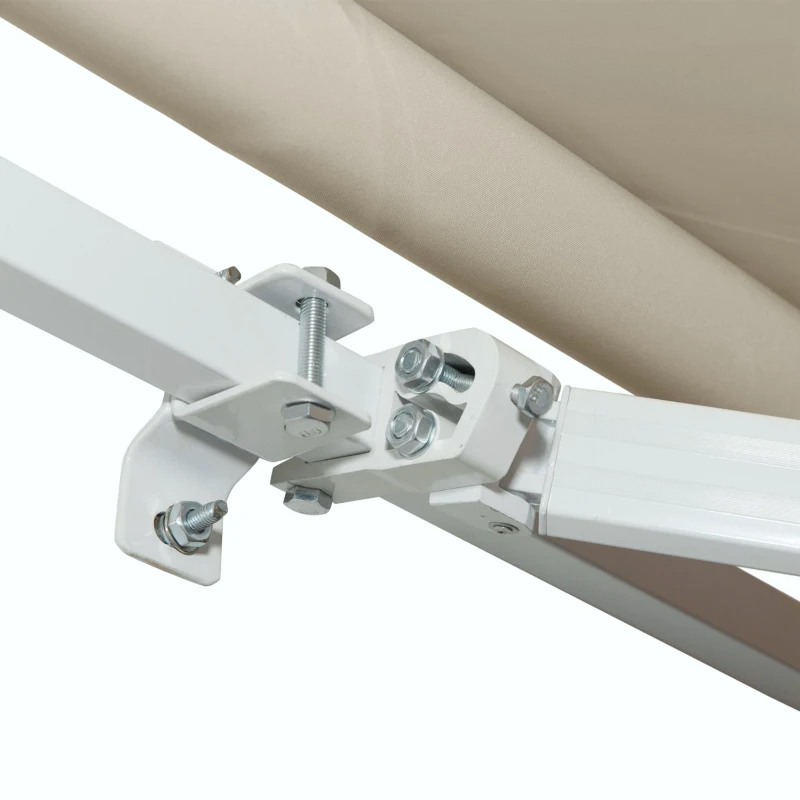 Outsunny 12' x 8' Retractable Awning Patio Awnings Sun Shade Shelter with Manual Crank Handle, 280g/m² UV & Water-Resistant Fabric and Aluminum Frame for Deck, Balcony, Yard, Cream White