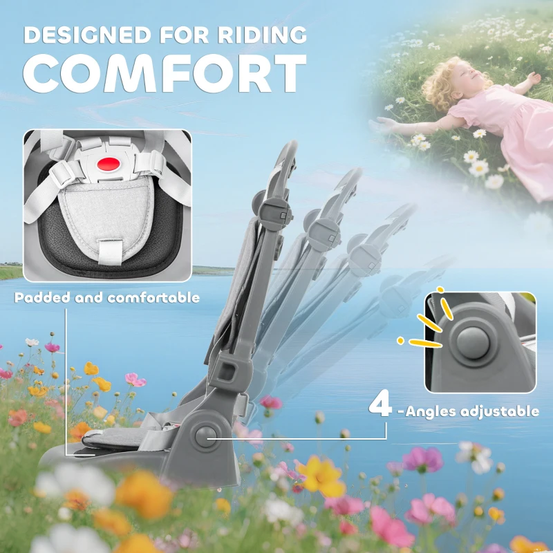Qaba 6 in 1 Kids Tricycle with Adjustable Push Handle, Removable Canopy, Reversible Seat, for 1-5 Years, Gray