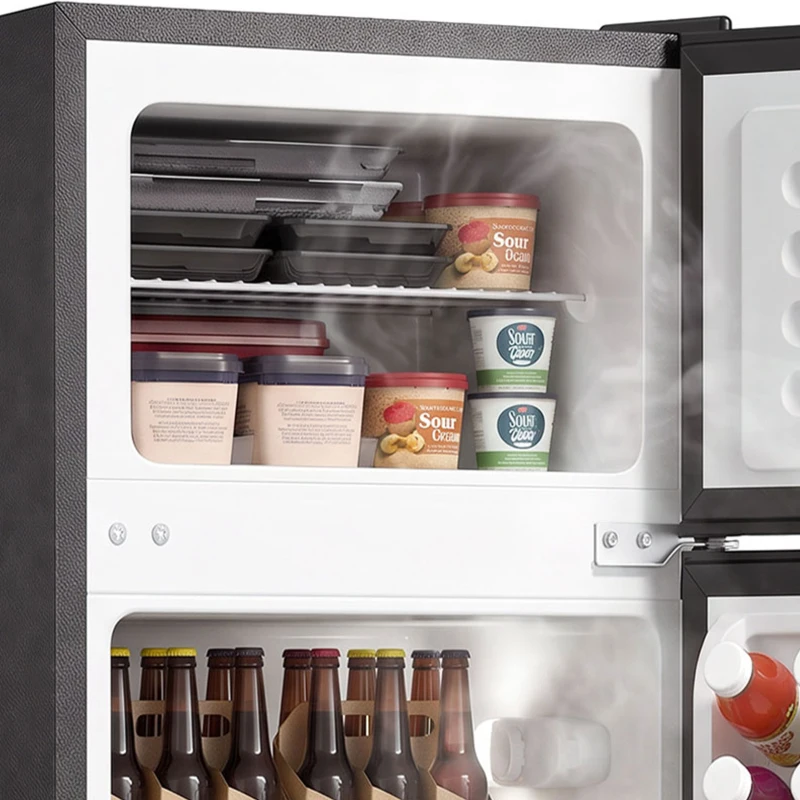 HOMCOM 7.7 Cu. Ft. Mini Fridge with Freezer, Compact Refrigerator with Adjustable Thermostat, Reversible Door, Black