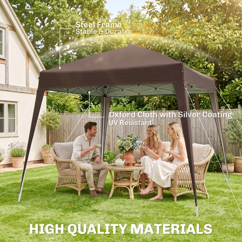 Outsunny 8' x 8' Pop Up Canopy, Outdoor Folding Tent, Portable Party Tent with Carrying Bag for Camping, Party, Picnic, Coffee