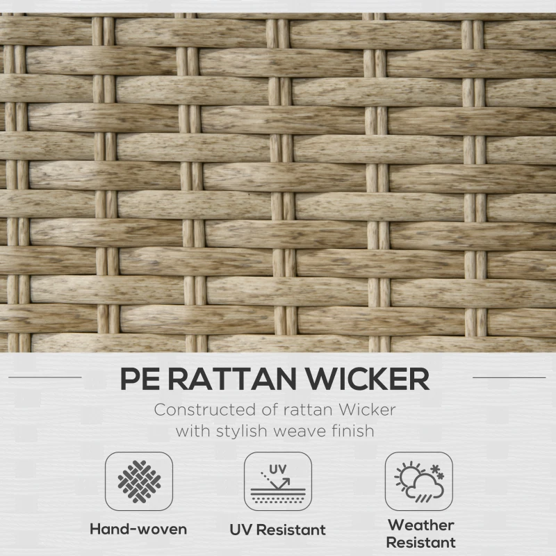 Outsunny 3 Piece Sectional Patio Furniture Set, Outdoor Wicker Rattan Sofa Couch with Table, Storage, 52.75"x30"x29.5", Khaki