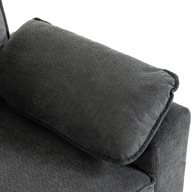 HOMCOM Sectional Sofa Bed, Double Pullout Sleeper Sofa Couch, Chenille Fabric, Dark Grey