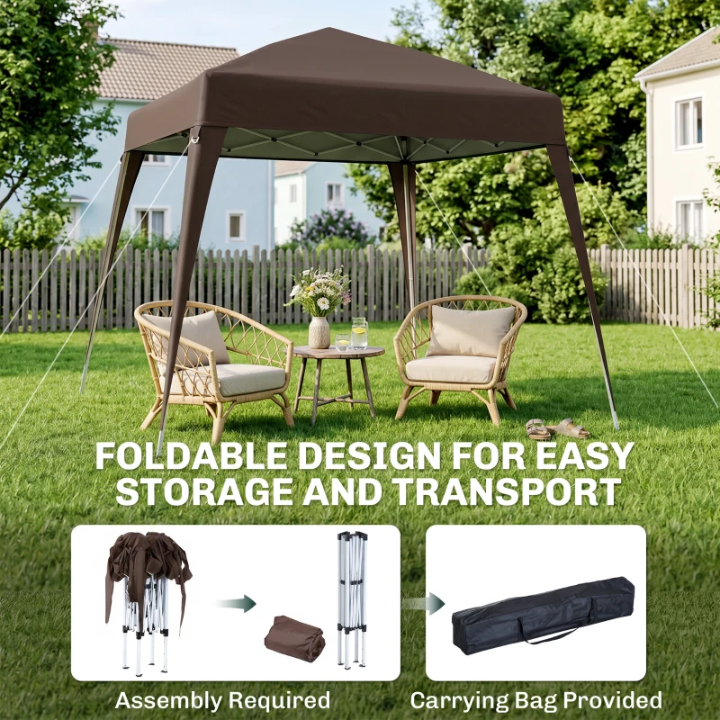 Outsunny 8' x 8' Pop Up Canopy, Outdoor Folding Tent, Portable Party Tent with Carrying Bag for Camping, Party, Picnic, Coffee