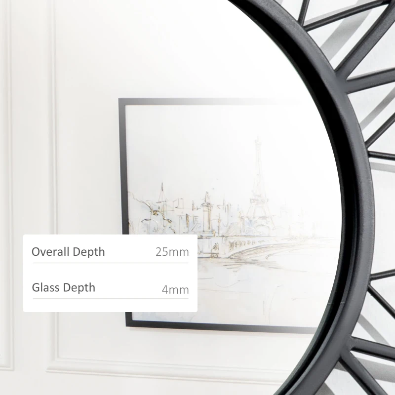HOMCOM 31" x 31" Modern Flower Wall Mirror, Decorative Mirror for Living Room, Bedroom, Entryway, Home Decor, Black