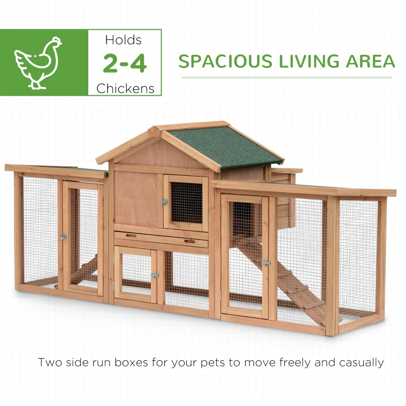 PawHut Wooden Chicken Coop, Outdoor Backyard Garden Large Rabbit Hutch with Nesting Box, Run, Ramp, Drawer