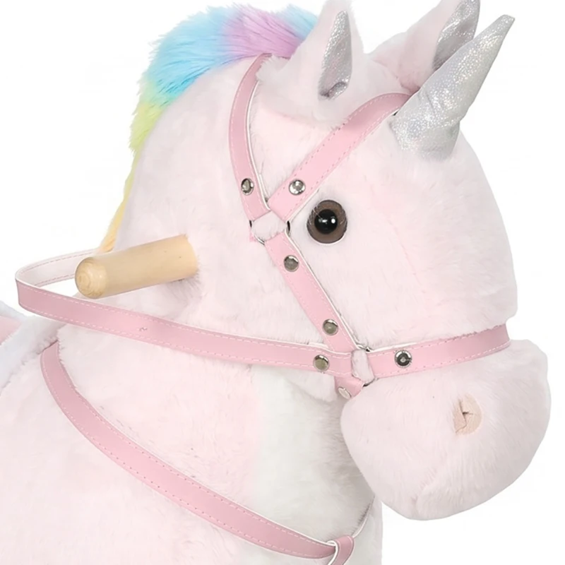 Qaba Unicorn Ride on Toy for Girls 2-5 Years, Ride On Unicorn with Wheels and Sounds for Active Play, Birthday Gift, Pink