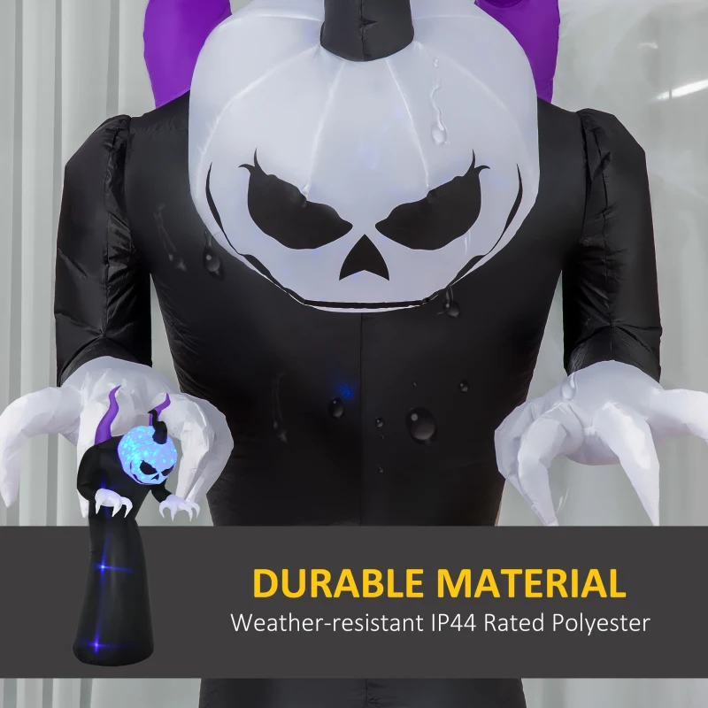 Outsunny 7ft Inflatable Halloween Ghost with Horns, Blow-Up Outdoor LED Yard Display with Flame Effect for Garden, Lawn, Yard, Party, Holiday