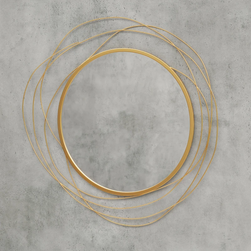 HOMCOM 25.6" Circle Mirror for Wall, Modern Metal Wall Art for Living Room, Bedroom and Dining Room, Gold