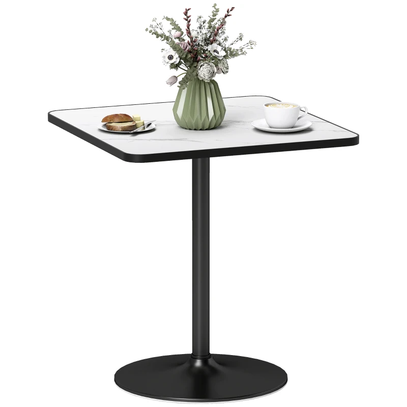 HOMCOM Dining Table for 4, Modern Kitchen Table with Marble Effect Tabletop and Round Base, White