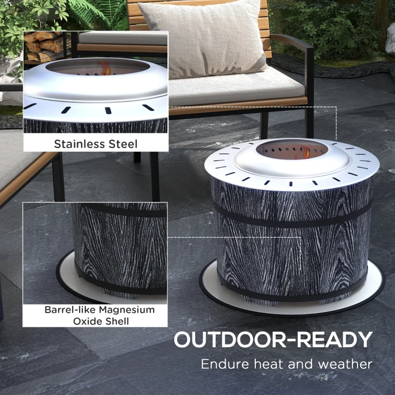 Outsunny Smokeless Fire Pit, Portable Camping Bonfire Stove with Mat for Backyard, Patio, Picnic, Magnesium Oxide, Black