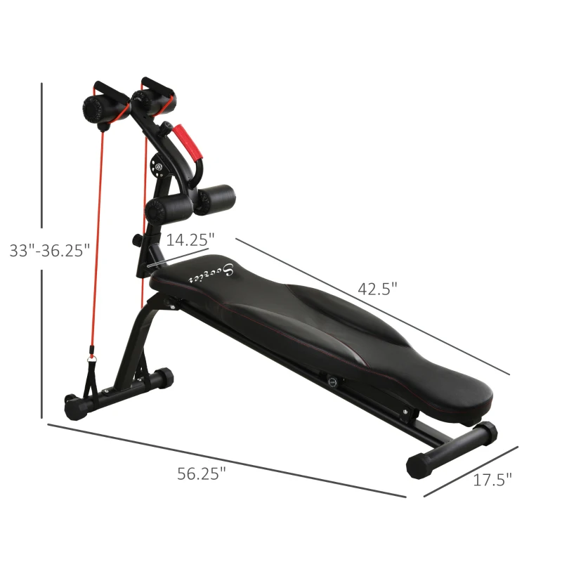 Soozier Multifunctional Sit Up and Dumbbell Weight Bench with 4-Angle Adjustable Backrest & Lightweight Portable Design - Black